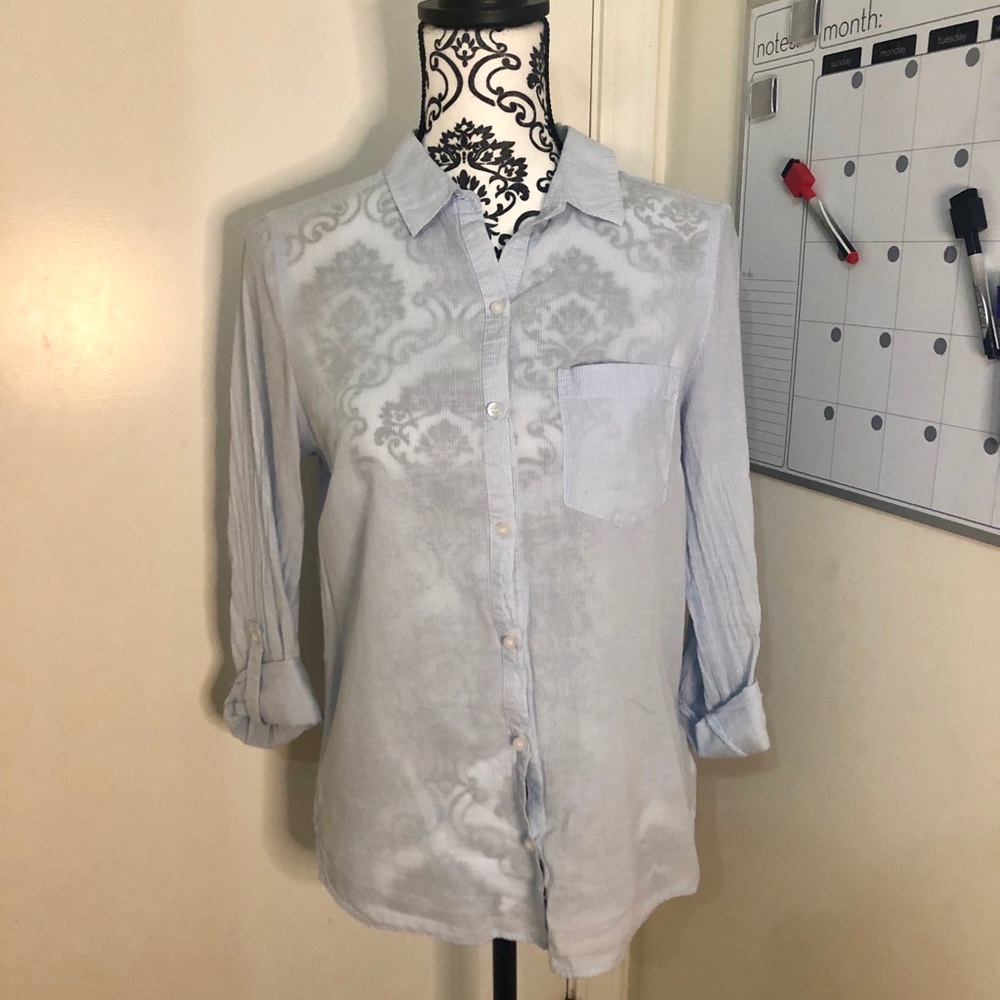 Blue and White Striped Button Down